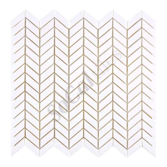 Thassos White Marble Mini Chevron Mosaic Polished/Honed Backsplash Tile