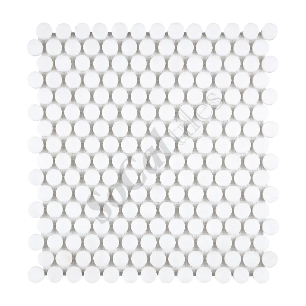 Thassos White Marble Penny-Round Mosaic Polished/Honed Backsplash Tile