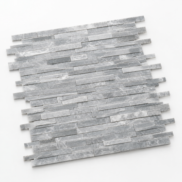 Tundra Gray marble 5/8-inch free-length strip mosaic