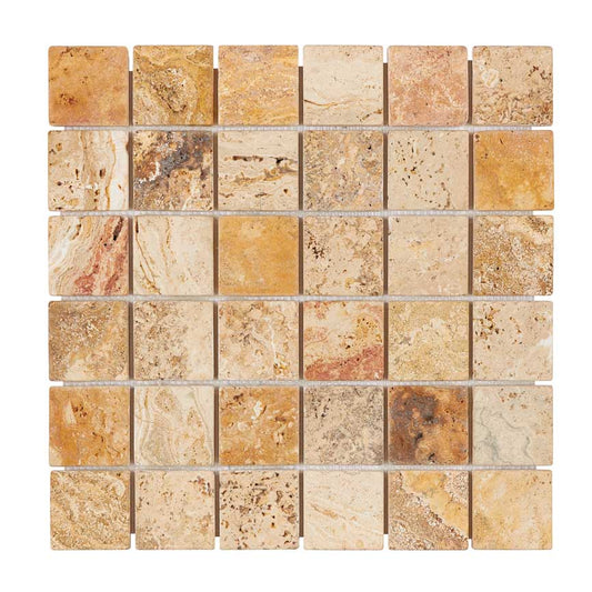 Valencia Travertine 2’’ X 2’’ Mosaic Tumbled Wall Tile