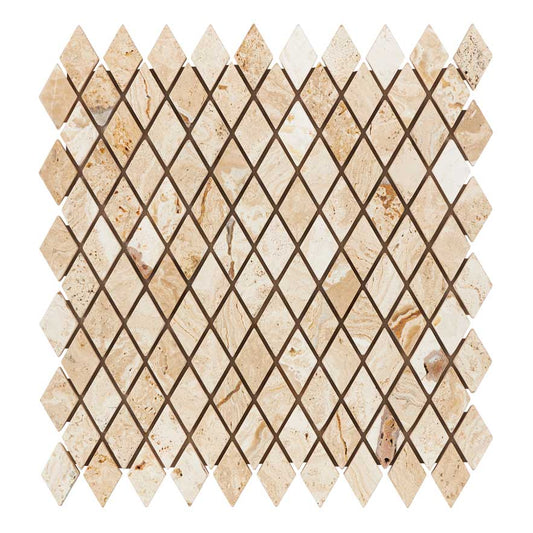 Valencia Travertine 1’’ X 2’’ Diamond Mosaic Tumbled Wall Tile