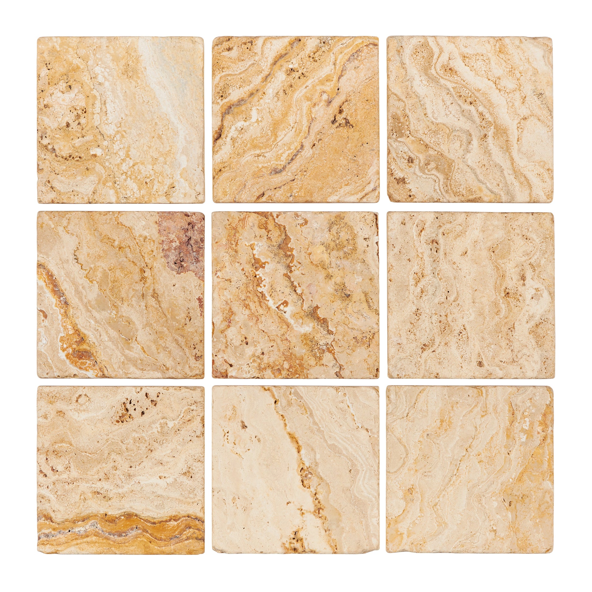 Valencia Travertine 4’’ X 4’’ Tile Tumbled Wall Tile