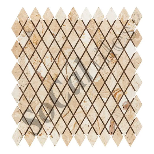 Valencia Travertine 1’’ X 2’’ Diamond Mosaic Tumbled Wall Tile