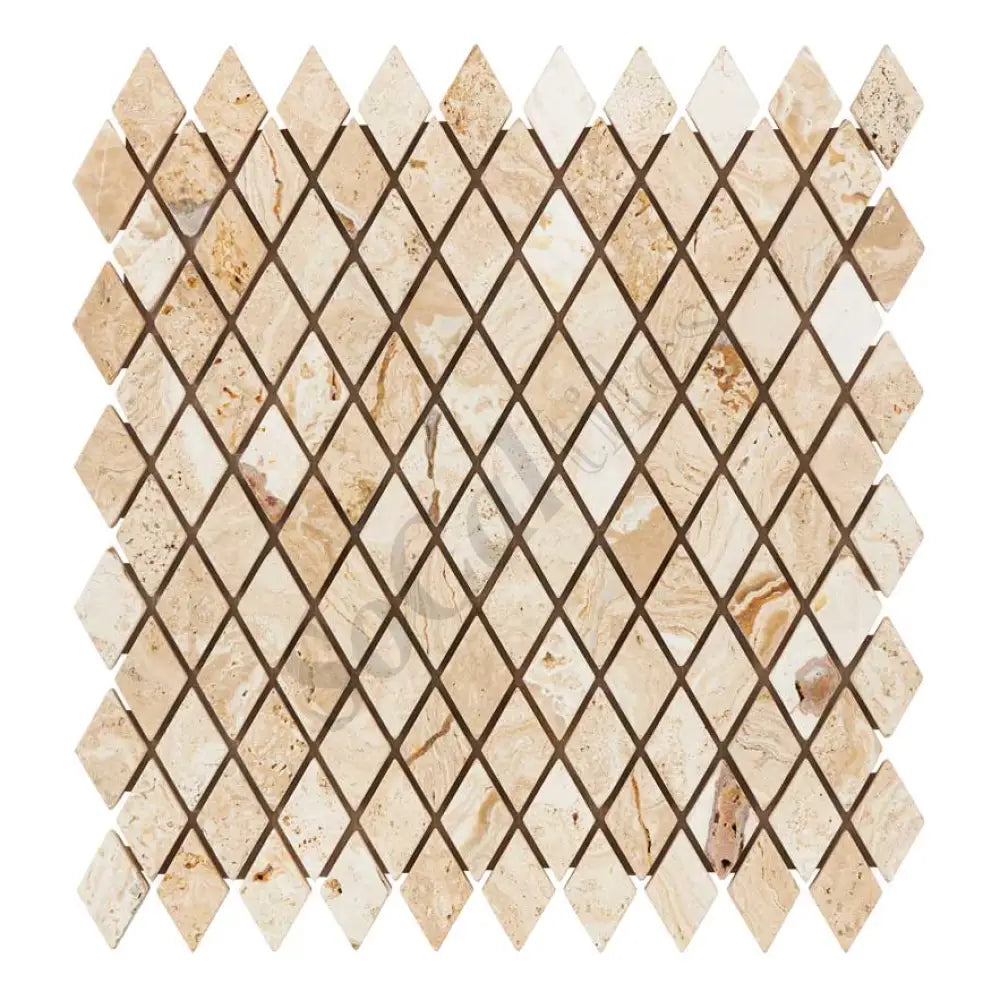 Valencia Travertine 1’’ X 2’’ Diamond Mosaic Tumbled Wall Tile
