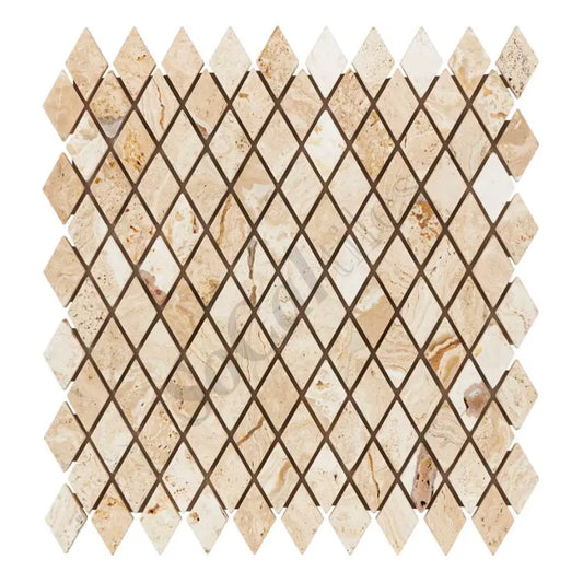 Valencia Travertine 1’’ X 2’’ Diamond Mosaic Tumbled Wall Tile