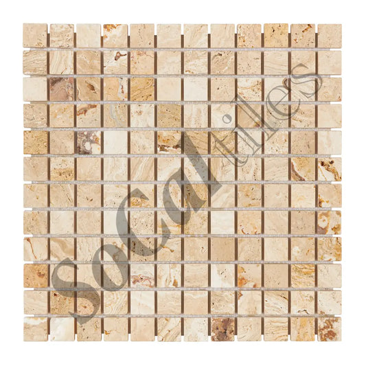 Valencia Travertine 1’’ X 1’’ Mosaic Tumbled Wall Tile