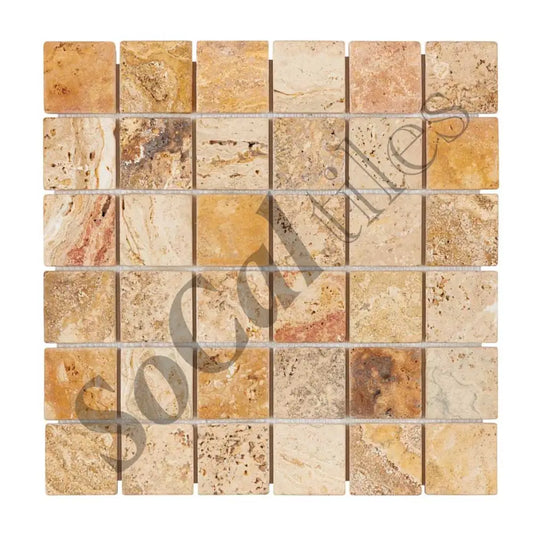 Valencia Travertine 2’’ X 2’’ Mosaic Tumbled Wall Tile