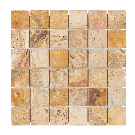 Valencia Travertine 2’’ X 2’’ Mosaic Tumbled Wall Tile