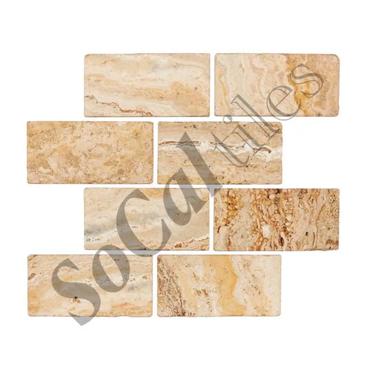 Valencia Travertine 3’’ X 6’’ Tile Tumbled Wall Tile
