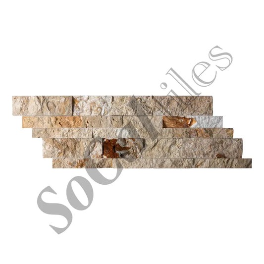 Valencia Travertine 6’’ X 24’’ Ledger Panel Split-Faced Wall Tile