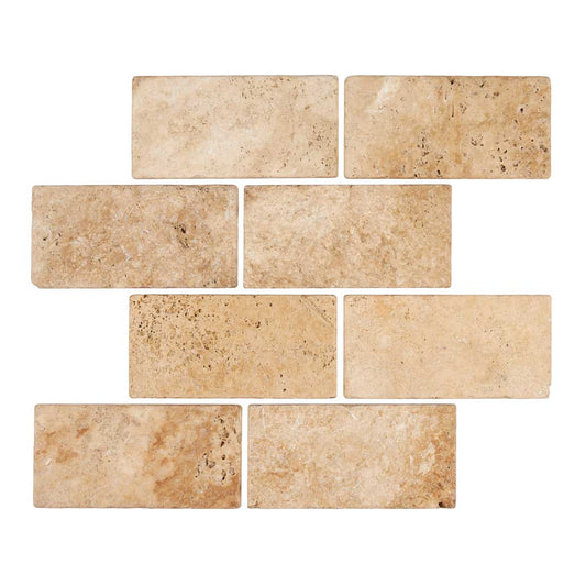 Walnut Travertine 3’’ X 6’’ Tile Tumbled Wall Tile
