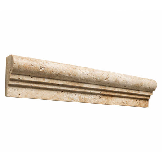 Walnut Travertine 2-1/2’’ X 12’’ Double-Step Chair Rail Trim Honed Double-Step Chair Rail