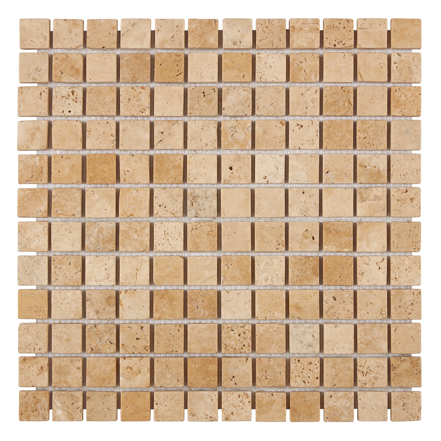 Walnut Travertine 1’’ X 1’’ Mosaic Tumbled Backsplash Tile