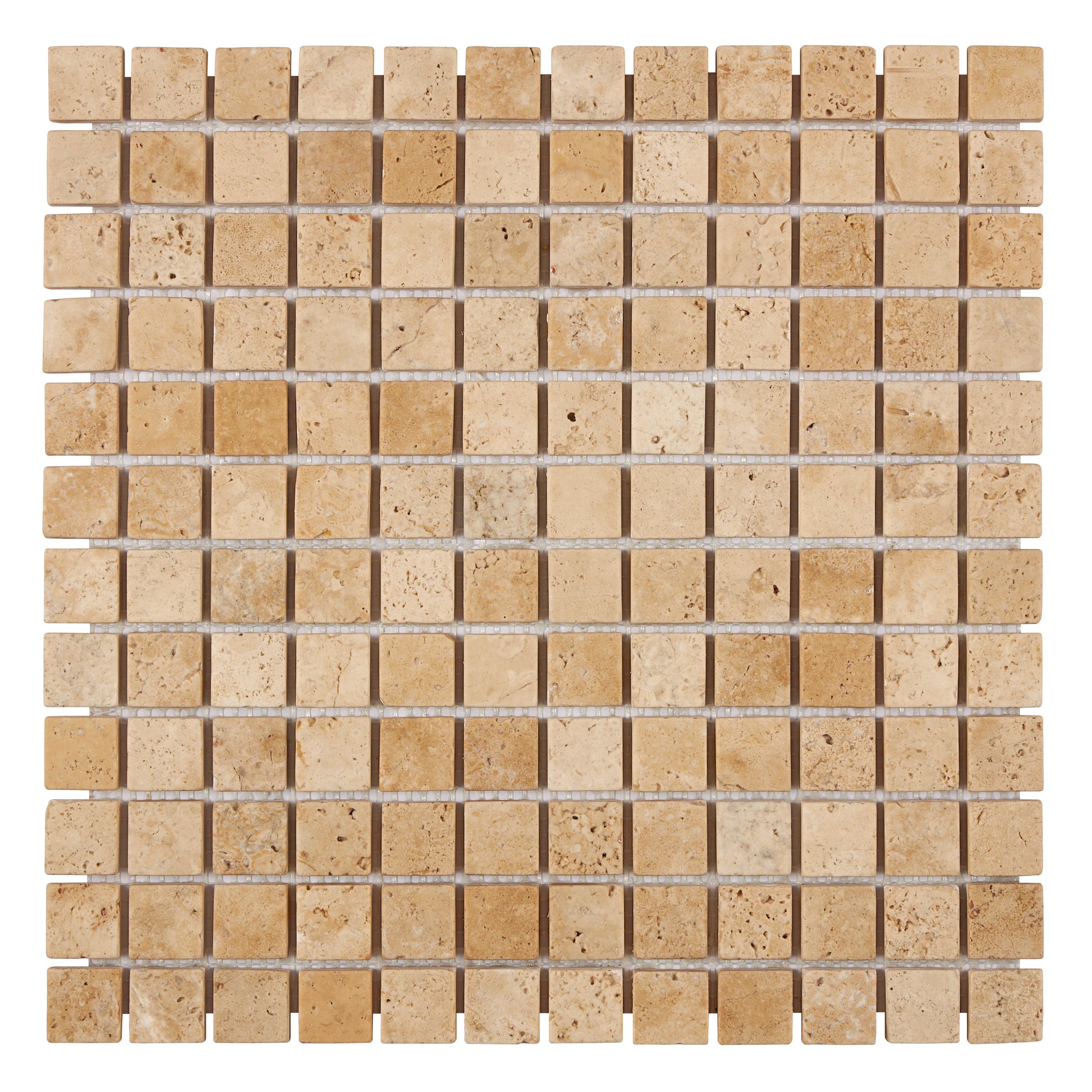 Walnut Travertine 1’’ X 1’’ Mosaic Tumbled Backsplash Tile