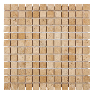 Walnut Travertine Mosaic - 1x1 Square