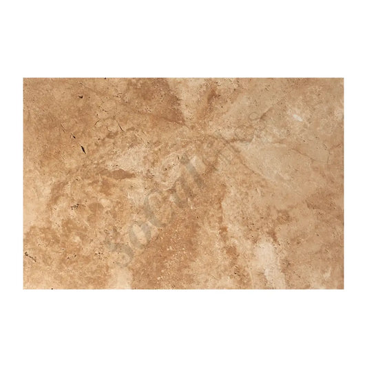 Walnut Travertine 16’’ X 24’’ Tile Unfilled Brushed & Chiseled Wall Tile