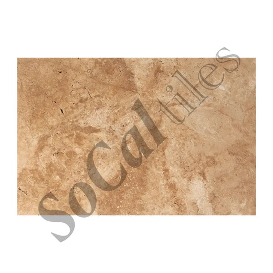 Walnut Travertine 16’’ X 24’’ Tile Unfilled Brushed & Chiseled Wall Tile