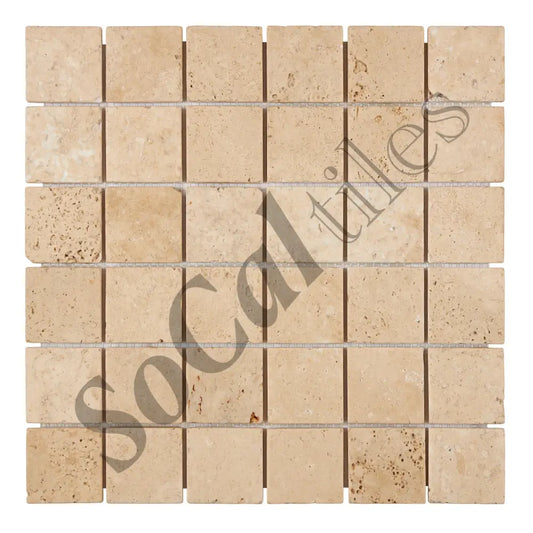 Walnut Travertine 2’’ X 2’’ Mosaic Tumbled Backsplash Tile