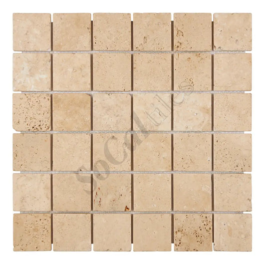Walnut Travertine 2’’ X 2’’ Mosaic Tumbled Backsplash Tile