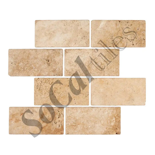 Walnut Travertine 3’’ X 6’’ Tile Tumbled Wall Tile
