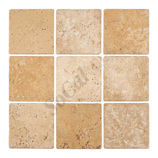 Walnut Travertine 4’’ X 4’’ Tile Tumbled Wall Tile