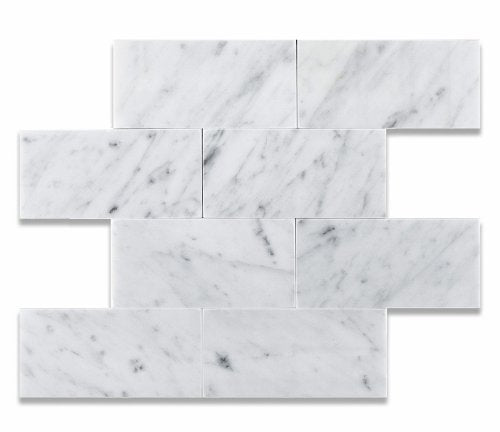 Bianco Carrara White Marble 3" X 6" Tile Micro-Beveled