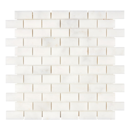 Afyon White Marble 1" X 2" Brick Mosaic Polished