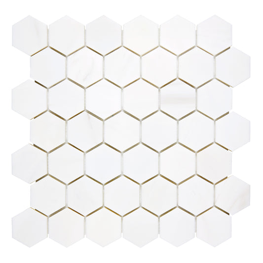 Bianco Dolomite 2" X 2" Hexagon Mosaic Polished/Honed