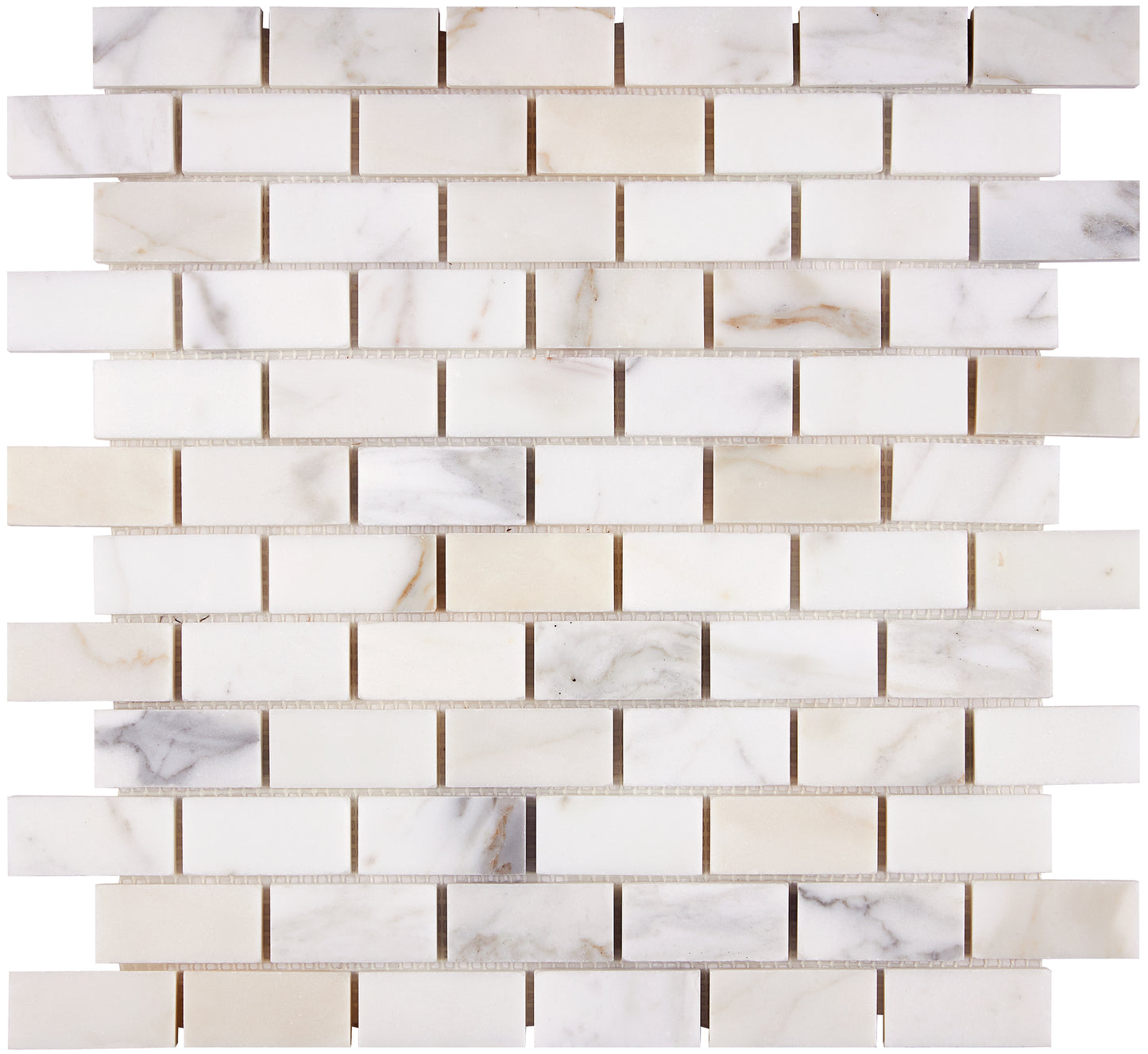 Calacatta Gold Marble 1" X 2" Brick Mosaic