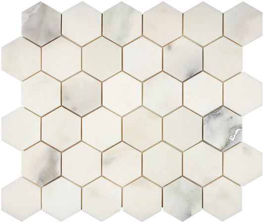 Calacatta Oliva Marble 2" X 2" Hexagon Mosaic Polished/Honed