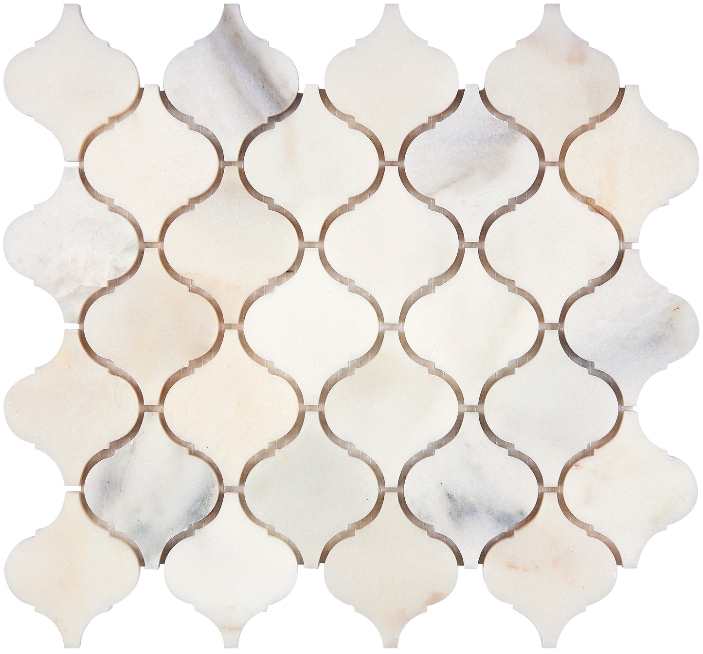 Calacatta Oliva Marble 3" Arabesque Lantern Mosaic Polished/Honed