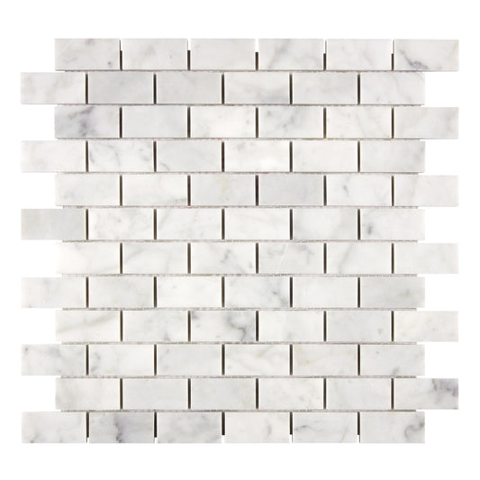 Bianco Carrara White Marble 1" X 2" Brick Mosaic
