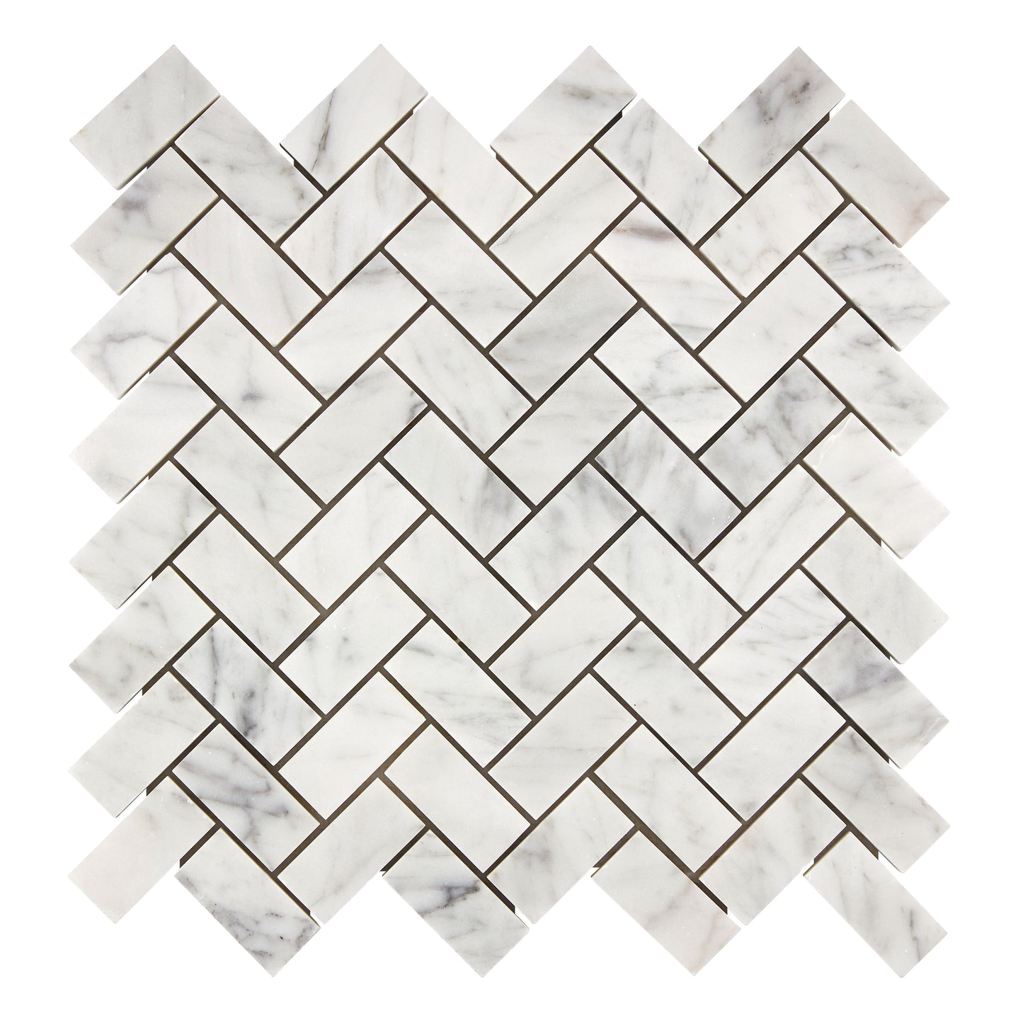 Bianco Carrara White Marble 1" X 2" Herringbone Mosaic