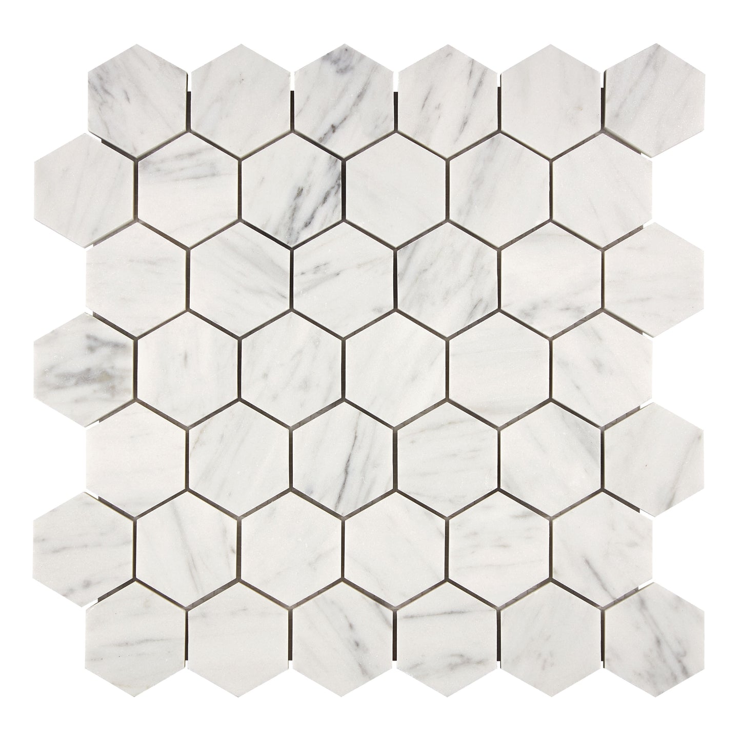 Bianco Carrara White Marble 2" X 2" Hexagon Mosaic