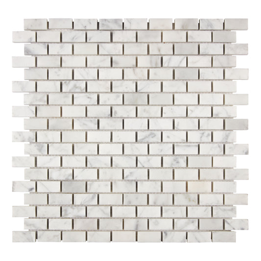 Bianco Carrara White Marble 5/8" X 1-1/4" Brick Mosaic