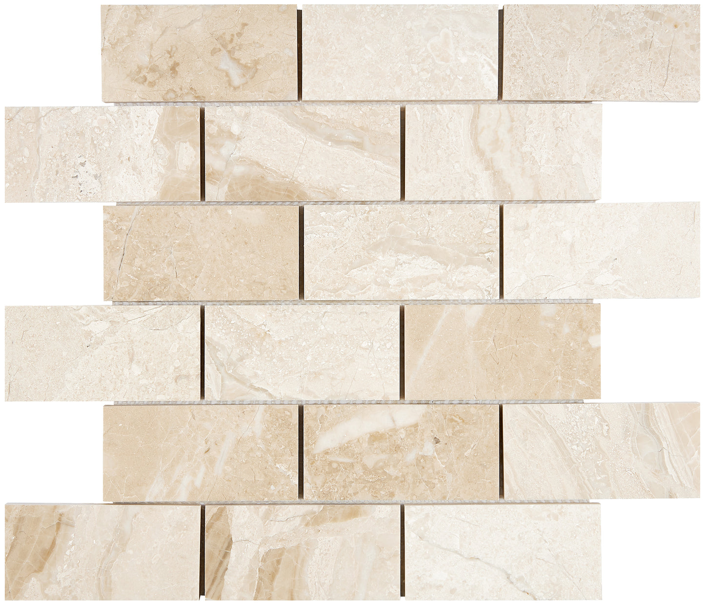 Diano Royal (Queen Beige) Marble 2" X 4" Brick Mosaic Polished