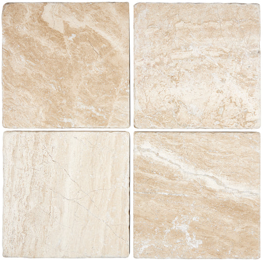 Diano Royal (Queen Beige) Marble 6" X 6" Tile Tumbled