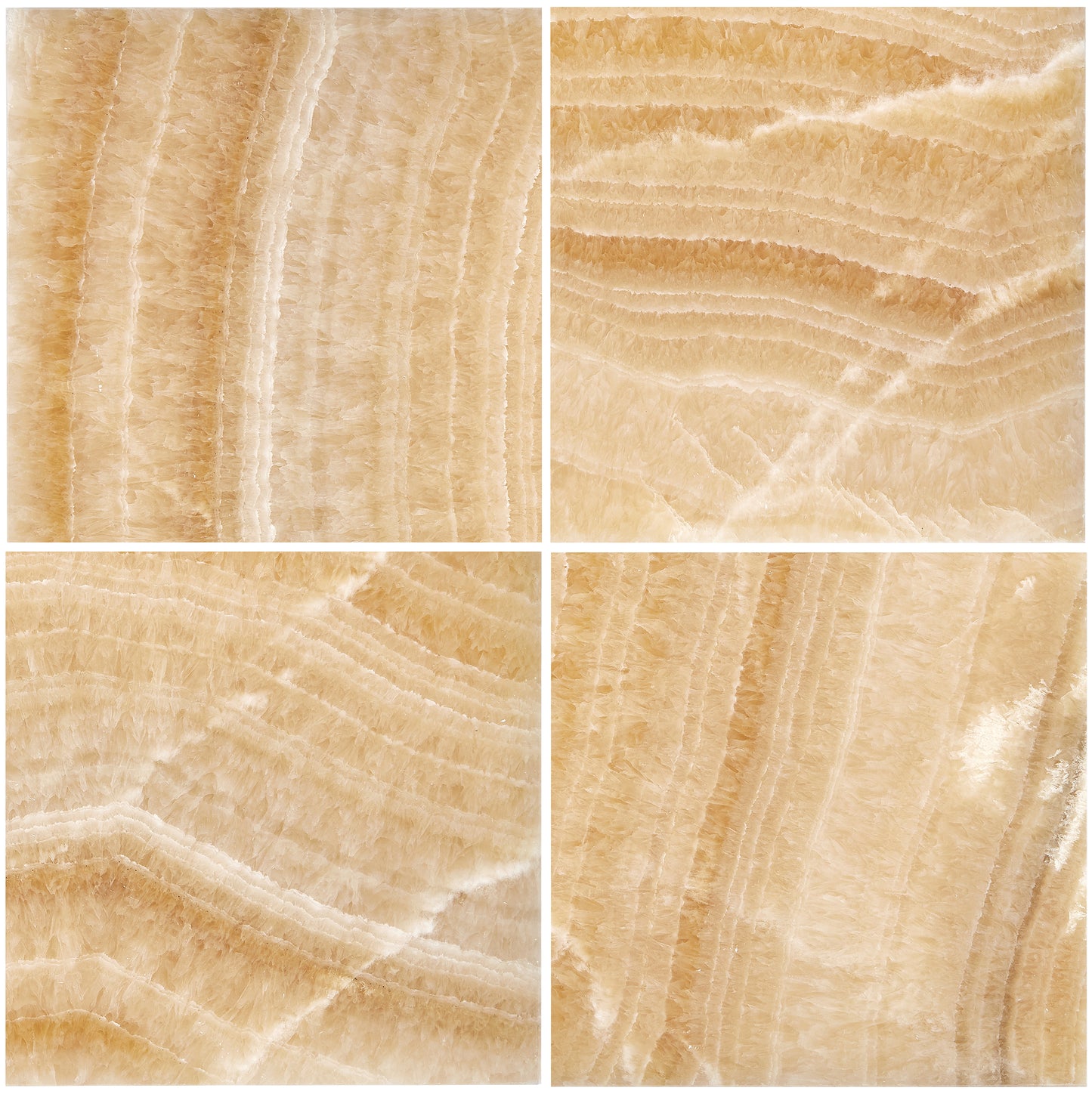 Giallo Crystal Honey Onyx 12" X 12" Tile Micro-Beveled Polished