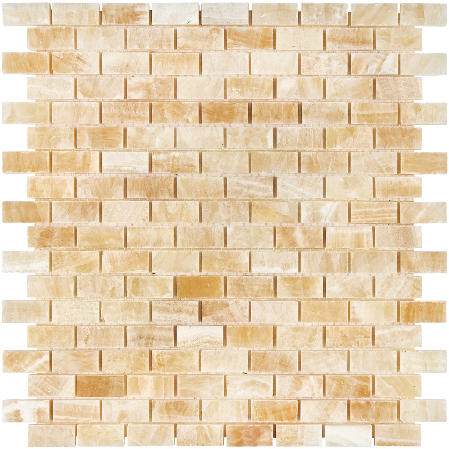 Giallo Crystal Honey Onyx 5/8" X 1-1/4" Brick Mosaic Polished