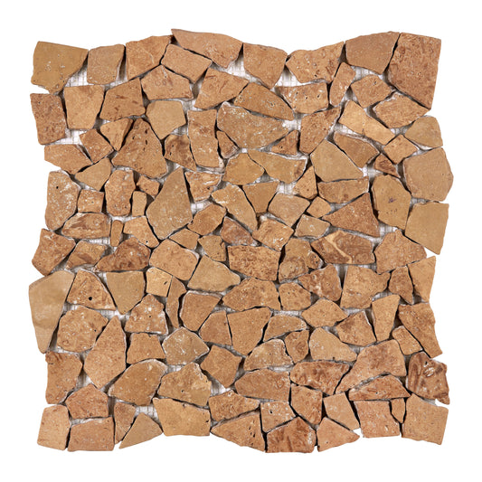 Noce Travertine Flat Pebble (Random Broken) Mosaic Tumbled