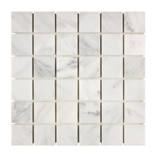 Oriental White (Asian Statuary) Marble 2" X 2" Mosaic Polished/Honed
