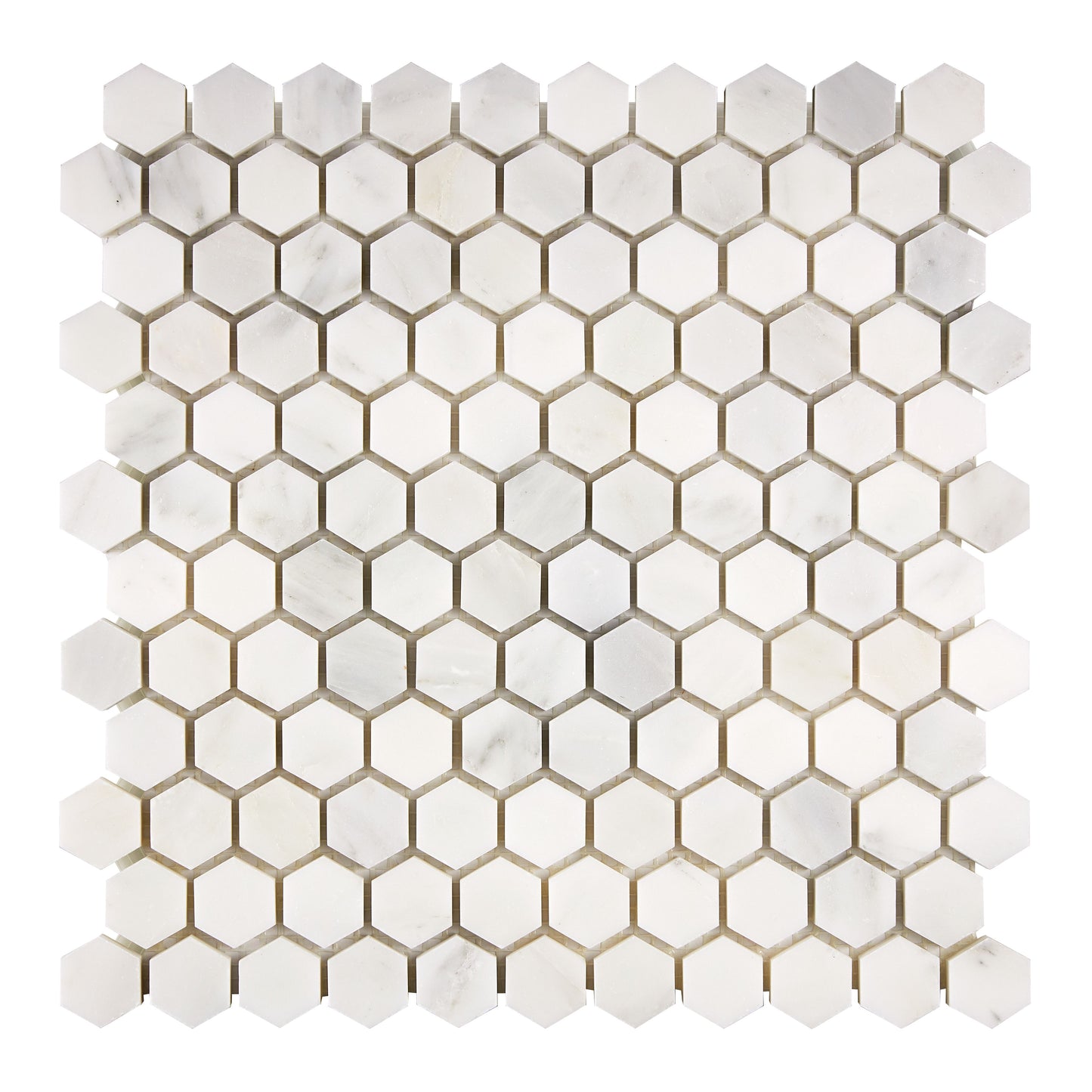 Oriental White (Asian Statuary) Marble 2" X 2" Hexagon Mosaic Polished/Honed