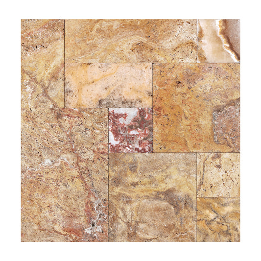Scabos Travertine Versailles Pattern Tile Tumbled/Brushed & Chiseled
