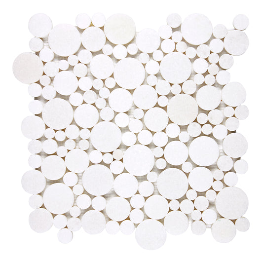 Thassos White Marble Bubbles Mosaic Polished/Honed