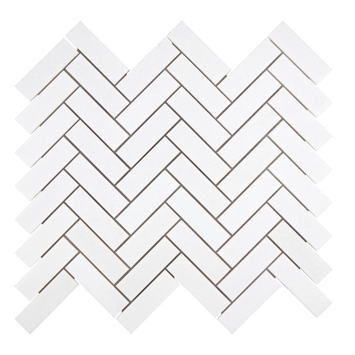 Thassos White Marble 1" X 3" Herringbone Mosaic Polished/Honed