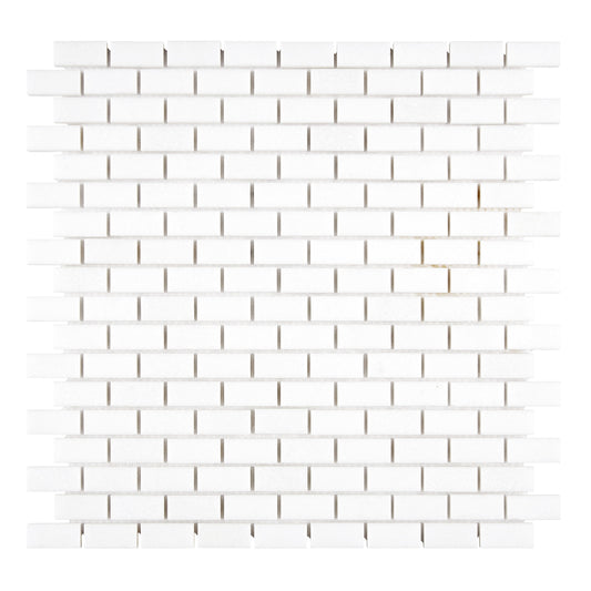 Thassos White Marble 5/8" X 1-1/4" Mini-Brick Mosaic Polished/Honed